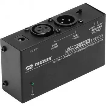 MOZOS PS400 Phantom Power Supply 12V / 48V, skirta XLR mikrofonams