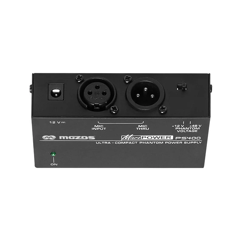 MOZOS PS400 Phantom Power Supply 12V / 48V, skirta XLR mikrofonams