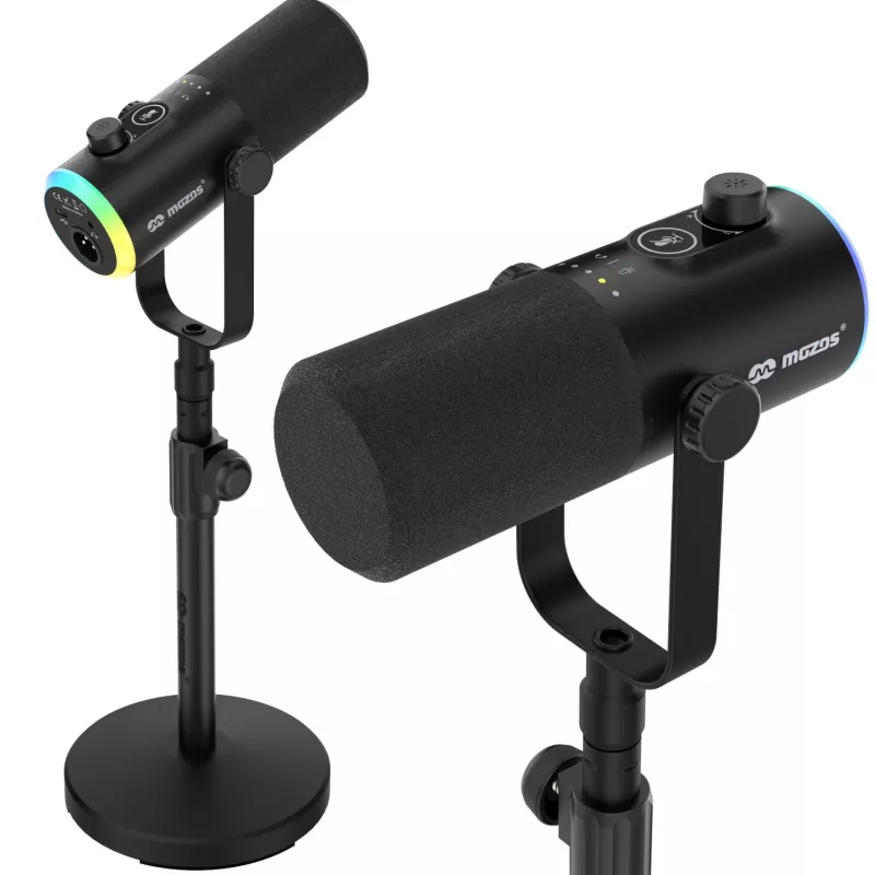 Mozos GM-ONE USB XLR RGB LED mikrofonas juodas
