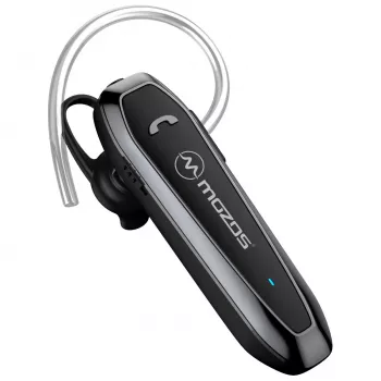 MOZOS F8 Belaidis Bluetooth 5.0 ausinių rinkinys su triukšmo slopinimu, į ausį su ausų kabliuku, iki 12 h pokalbio laiko, kelių įrenginių jungtis, juoda