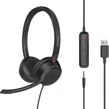 MOZOS KL201 USB ausinės su mikrofonu, ant ausų, juodos