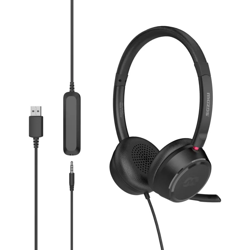 MOZOS KL201 USB ausinės su mikrofonu, ant ausų, juodos