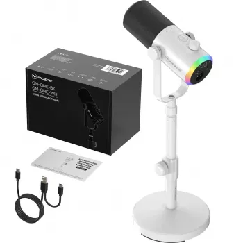 MOZOS GM-ONE White Dynamic Microphone USB XLR RGB LED