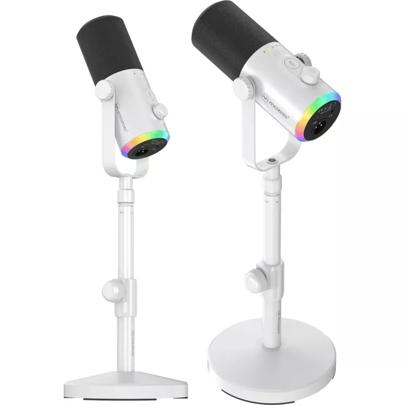 MOZOS GM-ONE White Dynamic Microphone USB XLR RGB LED