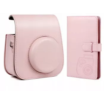 LOVEINSTANT 2-in-1 rinkinys: apsauginis dėklas ir nuotraukų albumas, skirtas Fuji Instax Mini 11 - rožinė