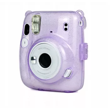 LOVEINSTANT apsauginis dėklas Fujifilm Instax Mini 11 – skaidrus violetinis su blizgučiais