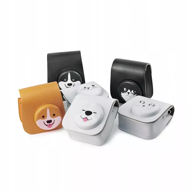 LOVEINSTANT Case Cover Pouch, skirta Fujifilm Instax Mini 11 – šuns dizainas, pilka