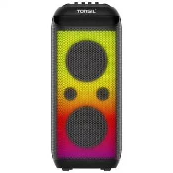 TONSIL Party Dance 1600 nešiojamas Bluetooth kolonėlių garsiakalbis su LED šviesomis, karaoke, 1600W PMPO, 80W RMS, 10 inch žemų dažnių garsiakalbiu, TWS, FM radiju, mikrofonu ir nuotolinio valdymo pulteliu