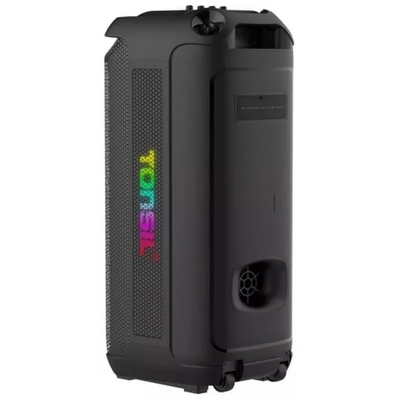 TONSIL Party Dance 1600 nešiojamas Bluetooth kolonėlių garsiakalbis su LED šviesomis, karaoke, 1600W PMPO, 80W RMS, 10 inch žemų dažnių garsiakalbiu, TWS, FM radiju, mikrofonu ir nuotolinio valdymo pulteliu