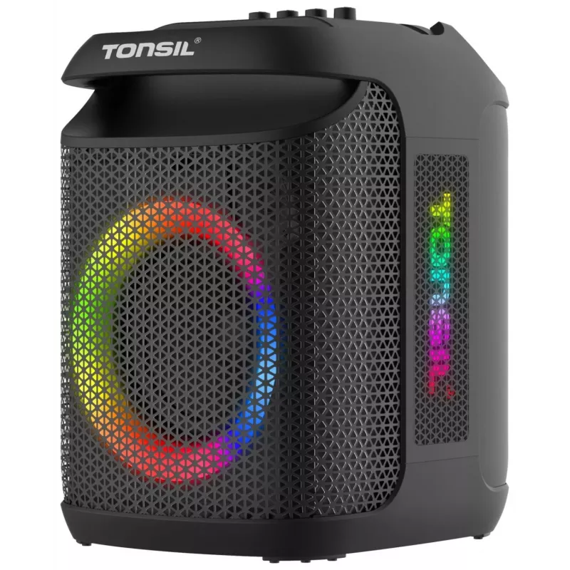 Tonsil Party Dance 800 nešiojamas Bluetooth garsiakalbis su karaoke, disko LED, 80 W RMS, 2x8 inch žemų dažnių garsiakalbiais, juodas