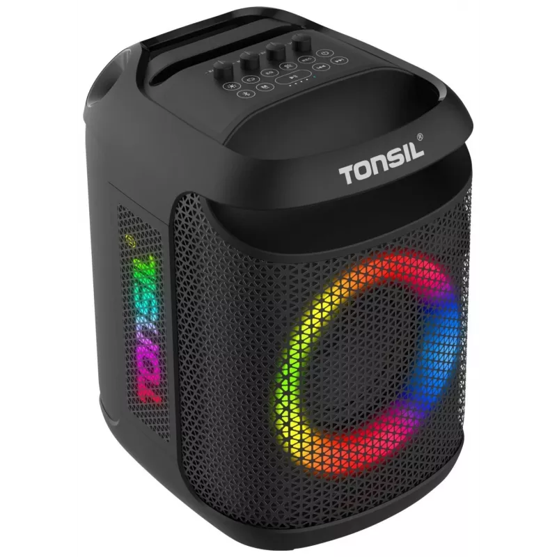 Tonsil Party Dance 800 nešiojamas Bluetooth garsiakalbis su karaoke, disko LED, 80 W RMS, 2x8 inch žemų dažnių garsiakalbiais, juodas