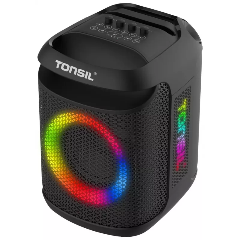 Tonsil Party Dance 800 nešiojamas Bluetooth garsiakalbis su karaoke, disko LED, 80 W RMS, 2x8 inch žemų dažnių garsiakalbiais, juodas