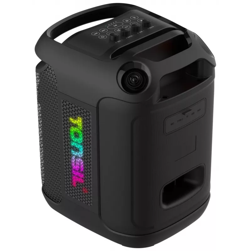 Tonsil Party Dance 800 nešiojamas Bluetooth garsiakalbis su karaoke, disko LED, 80 W RMS, 2x8 inch žemų dažnių garsiakalbiais, juodas