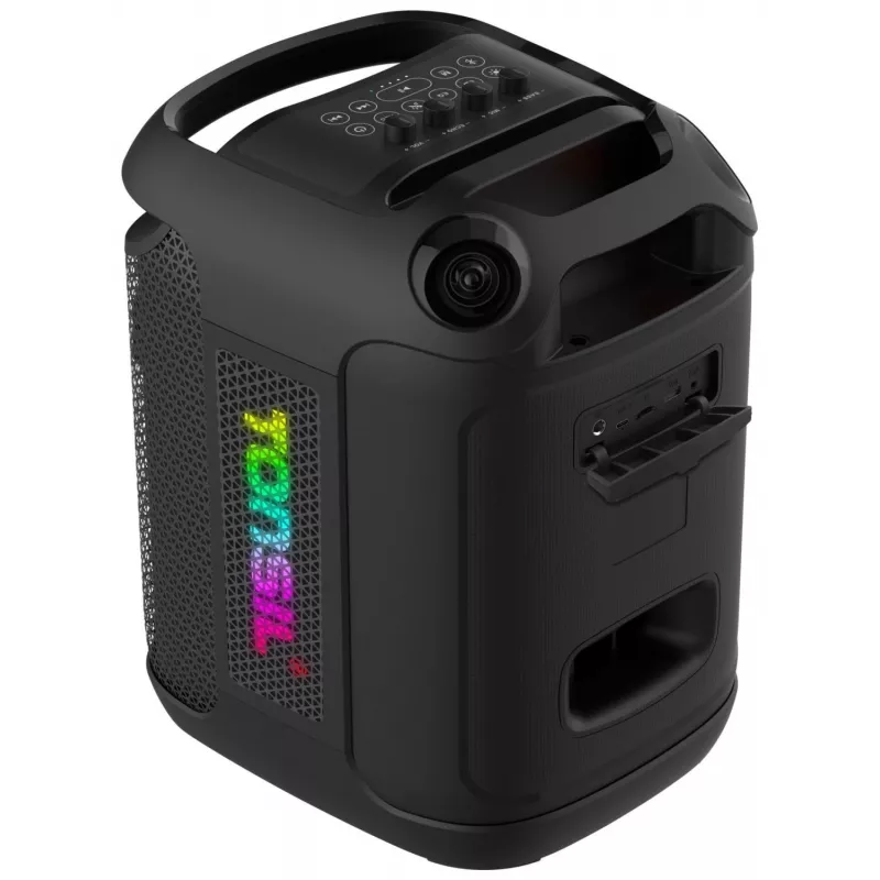 Tonsil Party Dance 800 nešiojamas Bluetooth garsiakalbis su karaoke, disko LED, 80 W RMS, 2x8 inch žemų dažnių garsiakalbiais, juodas