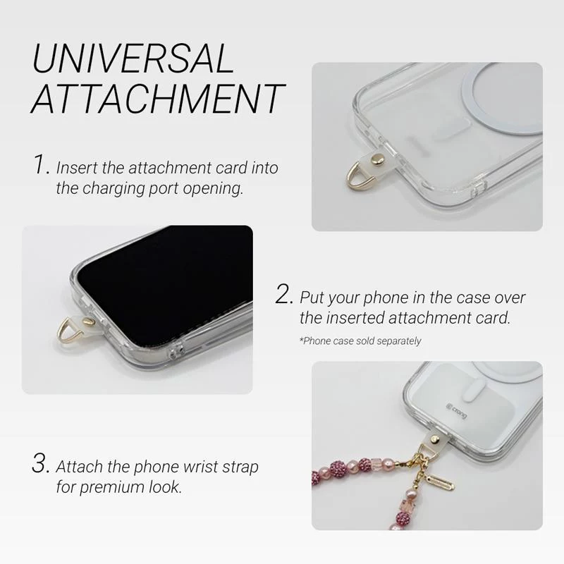 Crong Phone Crossbody Lanyard su sidabrine grandinėle - Universalus išmaniojo telefono dirželis