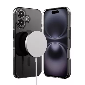 Crong Clear MAG Pro Dėklas, skirtas Apple iPhone 16, MagSafe, Juodas