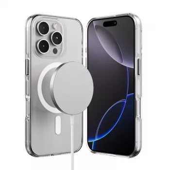 Crong Clear MAG Pro Dėklas, skirtas iPhone 16 Pro, MagSafe, Skaidrus