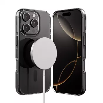 Crong Clear MAG Pro Dėklas, skirtas iPhone 16 Pro, MagSafe (Juodas)