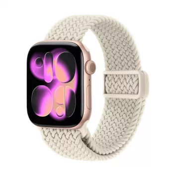 Crong Wave Band Braided Nylon Strap for Apple Watch 38/40/41/42 mm (Beige)