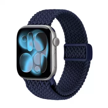 Crong Wave Band Braided Fabric Watch Band for Apple Watch 38/40/41/42 mm (Navy Blue)