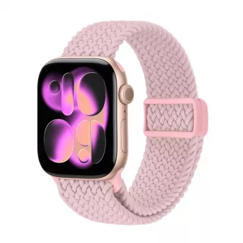 Crong Wave Band Braided Nylon Solo Loop, skirta Apple Watch 38/40/41/42 mm, rožinė