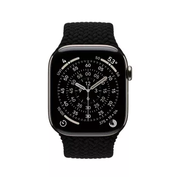 Crong Wave Band Braided Nylon Watch Strap for Apple Watch 44/45/46/49 mm (Black)