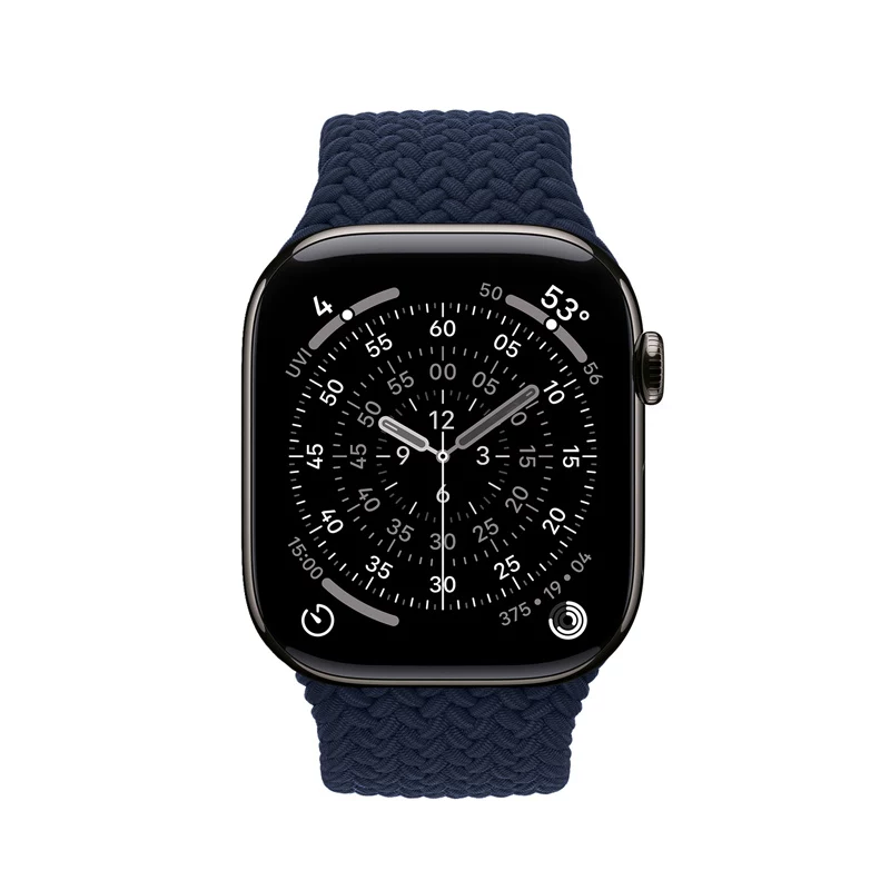 Crong Wave Band Braided Nylon Solo Loop, skirta Apple Watch 44/45/46/49 mm (Navy Blue)