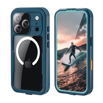 Crong Seal Cover IP68 vandeniui atsparus dėklas, skirtas Apple iPhone 17 Pro (Marine Blue) | Kur.lt