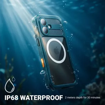 Crong Seal Cover IP68 vandeniui atsparus dėklas, skirtas Apple iPhone 17 Pro (Marine Blue) | Kur.lt