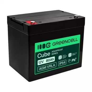GREEN CELL Greencell AGM VRLA 12V 80Ah Priežiūros Nereikalaujanti Baterija UPS, Svarstyklėms, Kempingui (260x168x216mm)