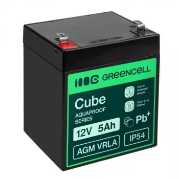 Greencell AGM VRLA 12V 5Ah akumuliatorius kasos aparatams, žaislams, kameroms (91x70x102 mm)