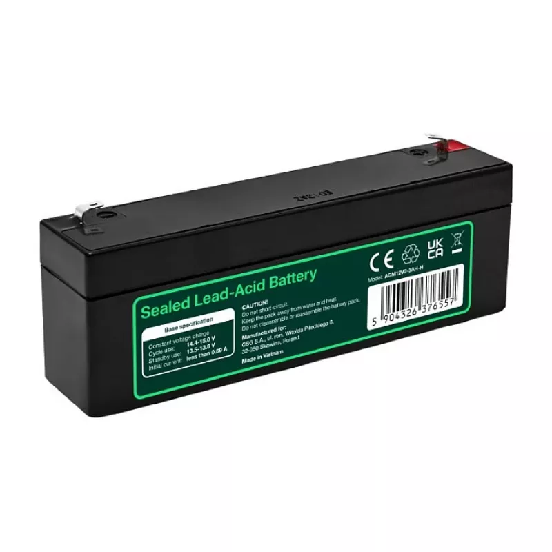 Greencell AGM VRLA 12V 2.5Ah priežiūros nereikalaujantis akumuliatorius kasos aparatams, žaislams (178x36x66mm)