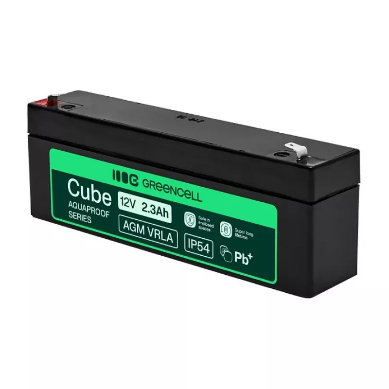 Greencell AGM VRLA 12V 2.5Ah priežiūros nereikalaujantis akumuliatorius kasos aparatams, žaislams (178x36x66mm)