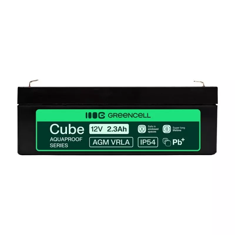 Greencell AGM VRLA 12V 2.5Ah priežiūros nereikalaujantis akumuliatorius kasos aparatams, žaislams (178x36x66mm)