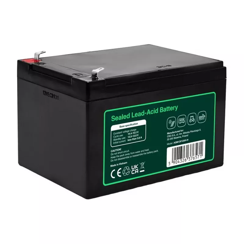 Greencell AGM VRLA 12V 12Ah Priežiūros Nereikalaujanti Baterija Kasos Aparatams, Žaislams, Kameroms (151x98.5x95mm)