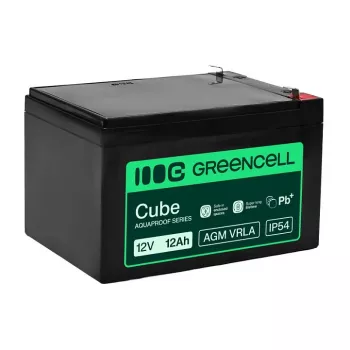 Greencell AGM VRLA 12V 12Ah Priežiūros Nereikalaujanti Baterija Kasos Aparatams, Žaislams, Kameroms (151x98.5x95mm)