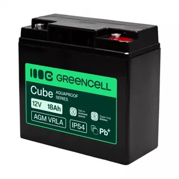 Greencell AGM VRLA 12V 18Ah Priežiūros Nereikalaujantis Akumuliatorius Kasos Aparatams, Žaislams, Kameroms (181x77x167mm)