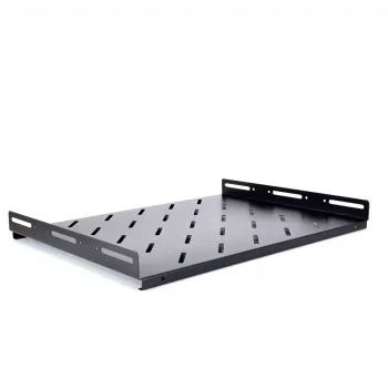 RACKTEL RL-P600S 1U fiksuota lentyna 19 colių stovui, 600 mm gylis, juoda (RAL 9004), 50 kg talpa