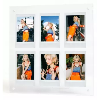 LOVEINSTANT Stovintis nuotraukų rėmelis 6 nuotraukoms, suderinamas su Fujifilm Instax Mini / Xiaomi / Polaroid / Canon / HP / Kodak - Zink / Skaidrus