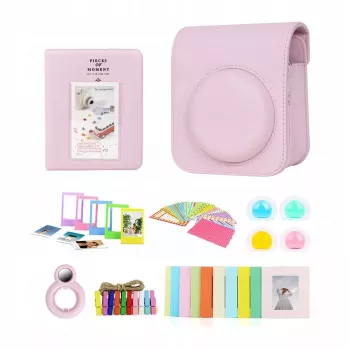 LOVEINSTANT 8-in-1 Accessory Kit, skirta Fujifilm Instax Mini 12 - rožinė