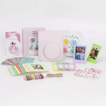 LOVEINSTANT 8-in-1 Accessory Kit, skirta Fujifilm Instax Mini 12 - rožinė