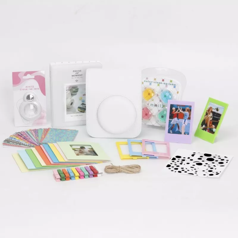 LOVEINSTANT 8-in-1 priedų rinkinys, skirtas Fujifilm Instax Mini 12 – balta