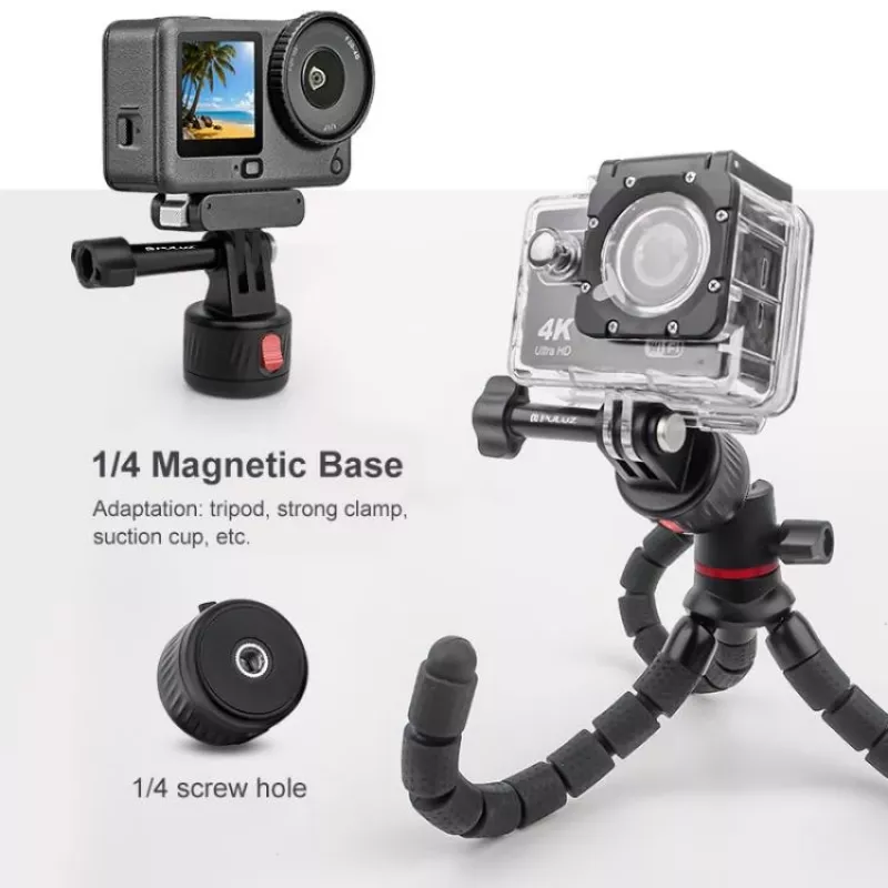 PULUZ Magnetinis greito atleidimo laikiklis su 1/4 inch sriegiu, skirtas GoPro Hero 11 10 9 8 7 6 5 4 / SJCAM / Xiaomi / DJI - PU708B