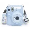 LOVEINSTANT apsauginis dėklas, skirtas Fujifilm Instax Mini 12 – Escape From Earth, mėlynas su blizgučiais, lipdukais ir nuotraukų kišene
