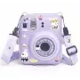 LOVEINSTANT apsauginis dėklas, skirtas Fujifilm Instax Mini 12 – Sweet Rabbit dizainas, purpurinis su blizgučiais, su lipdukais ir nuotraukų kišene