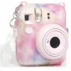 LOVEINSTANT Apsauginis dėklas, skirtas Fujifilm Instax Mini 12, su nuotraukų kišene, tamsus įvairiaspalvis