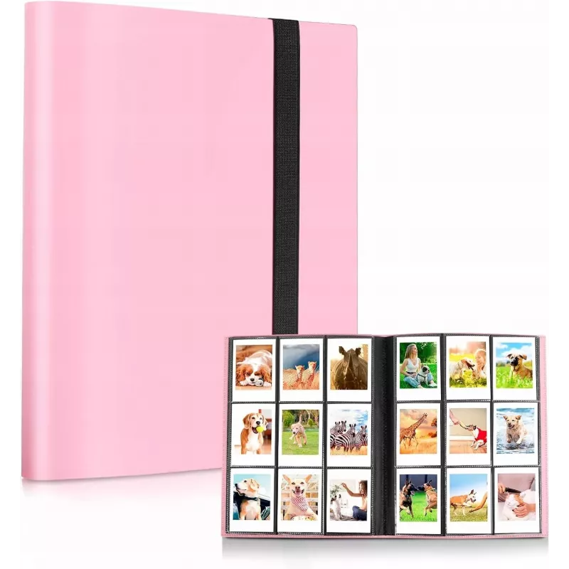 LOVEINSTANT fotoalbumas 360 nuotraukų, suderinamas su Fujifilm Instax Mini / Xiaomi / Polaroid / Canon / HP / Kodak, rožinis