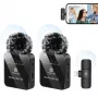 PULUZ PU647B 2x Belaidis Lavalier Mikrofonas, skirtas iPhone Lightning