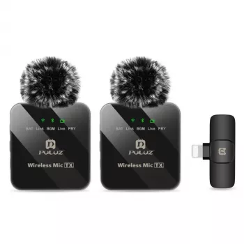 PULUZ PU647B 2x Belaidis Lavalier Mikrofonas, skirtas iPhone Lightning