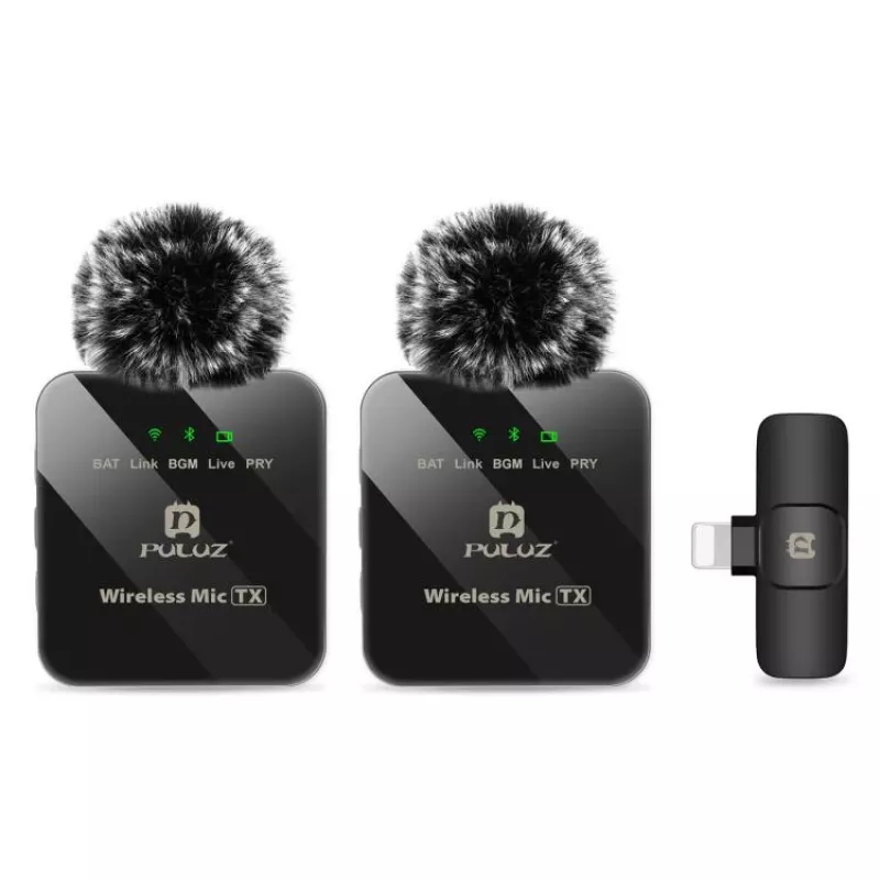 PULUZ PU647B 2x Belaidis Lavalier Mikrofonas, skirtas iPhone Lightning